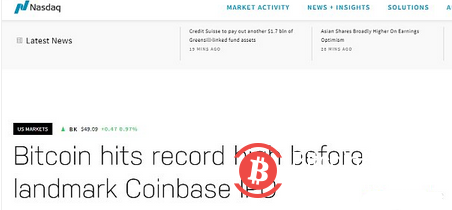 Coinbase上市在即 比特币破62500万美元