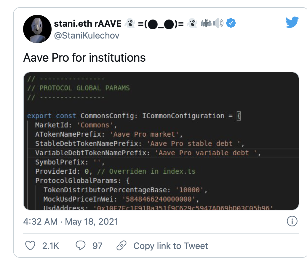 为机构采用DeFi而量身定制，Aave Pro将于7月份上线